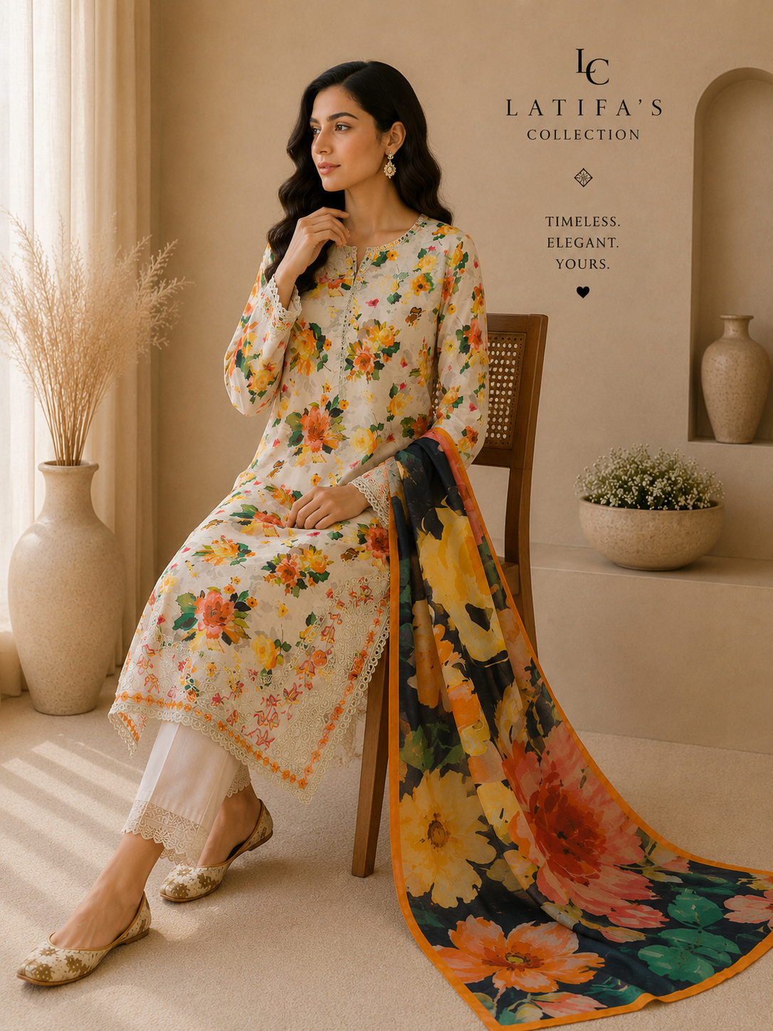 Latifa’s Collection – Floral Garden Elegance 3-Piece Suit