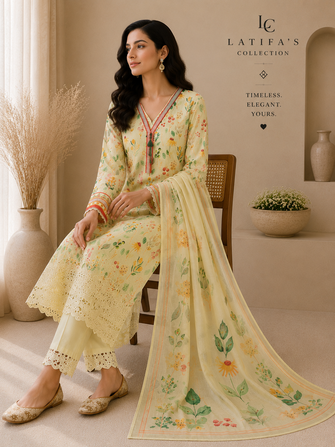 Blooming Meadow Luxury 3-Piece Suit – Ivory Floral Edition