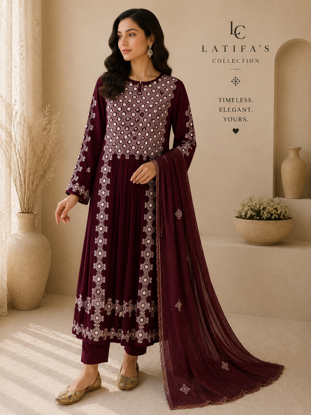 Maroon Ruby Royale Embroidered 3-Piece Suit