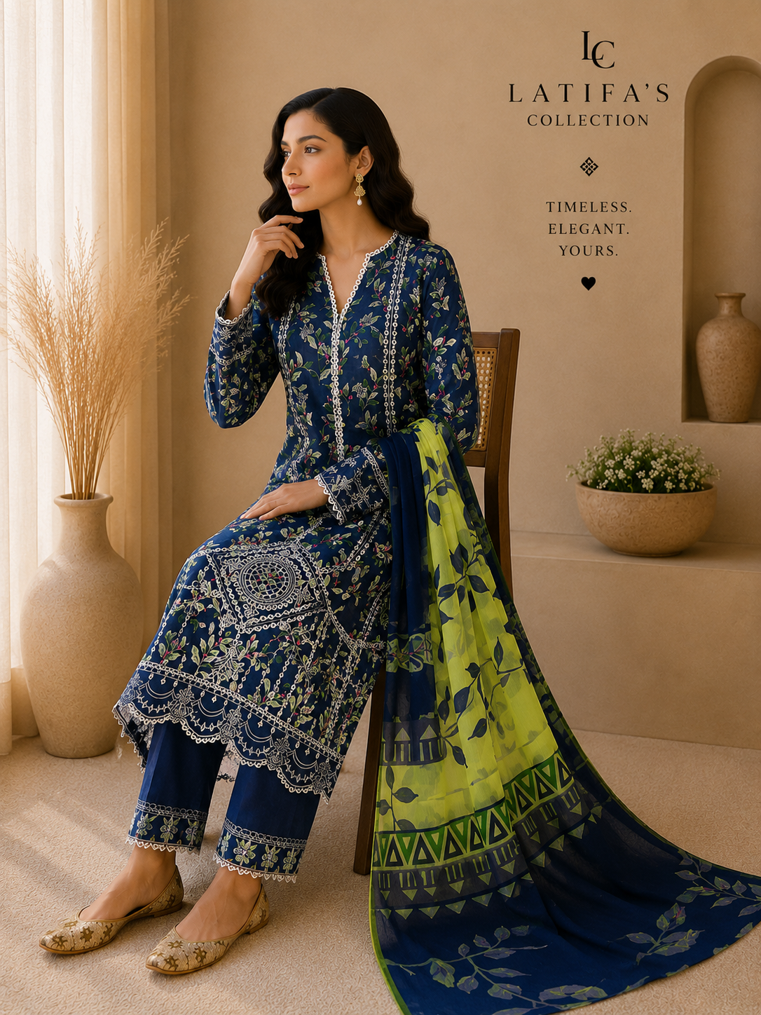 Latifa’s Collection – Midnight Bloom Luxury 3-Piece Suit