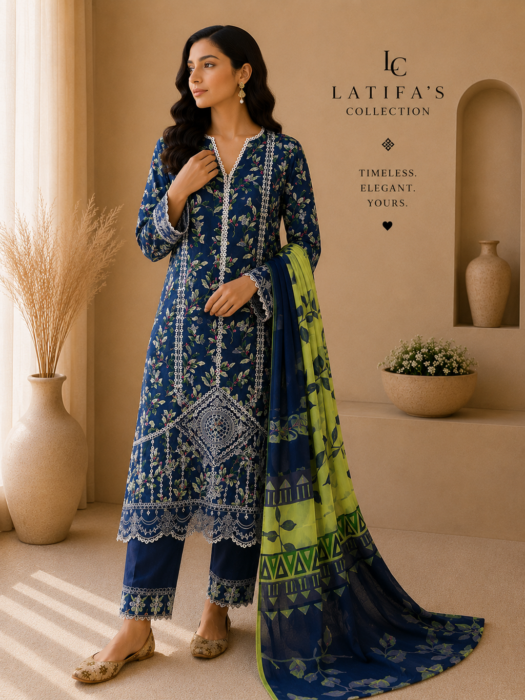Latifa’s Collection – Midnight Bloom Luxury 3-Piece Suit
