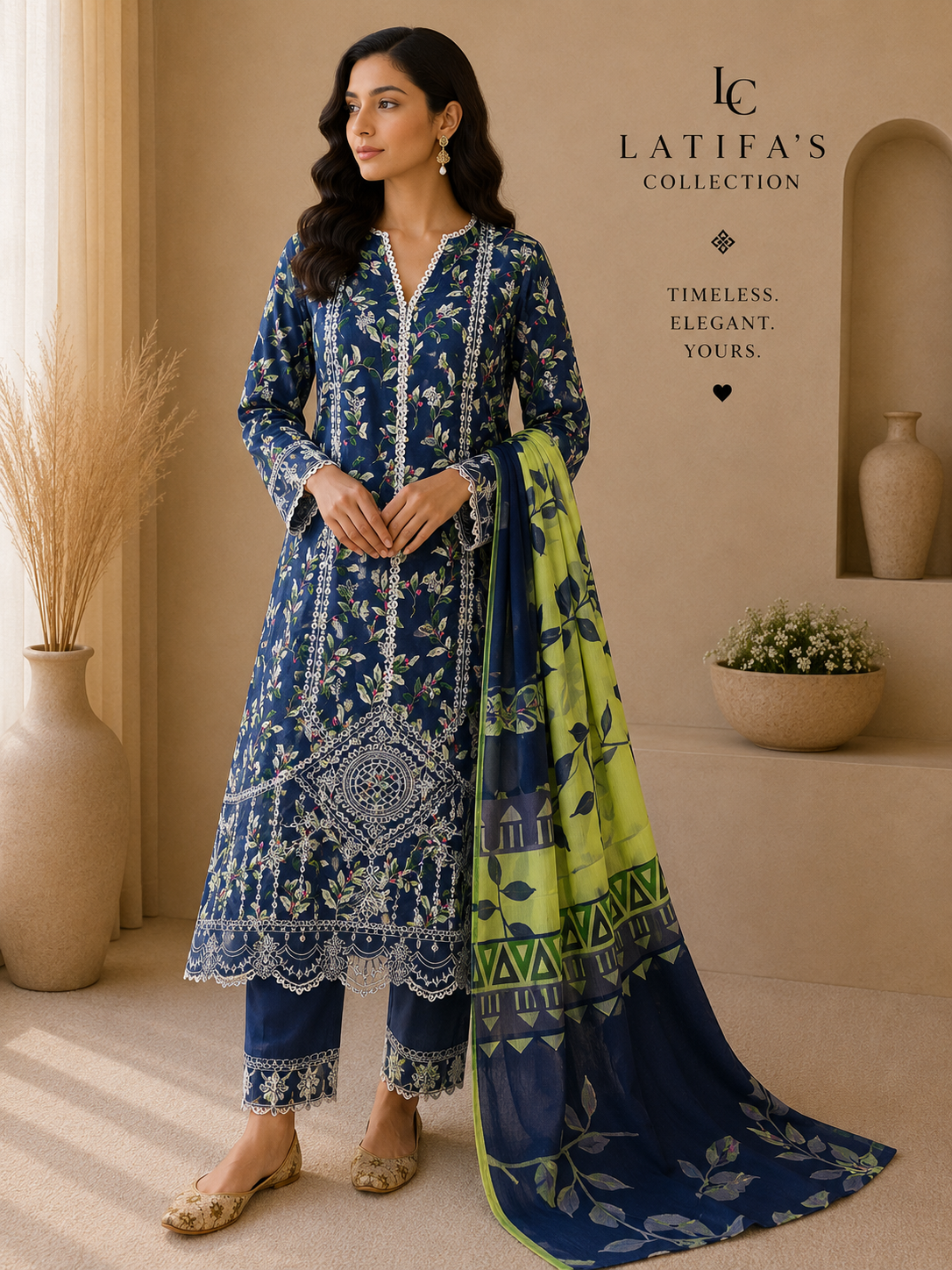 Latifa’s Collection – Midnight Bloom Luxury 3-Piece Suit