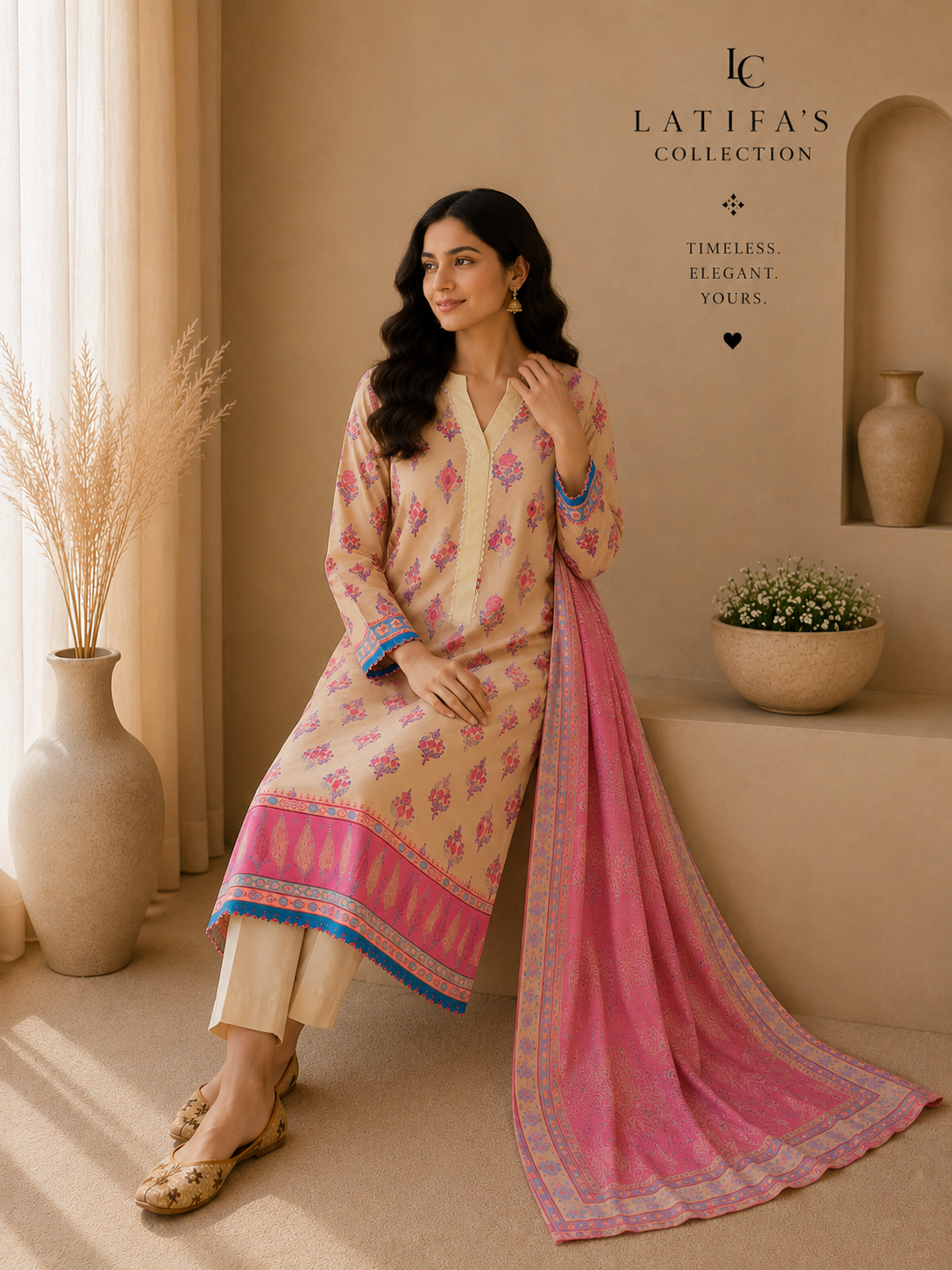 Blush Blossom Lawn Suit – 3 Piece Embroidered Set