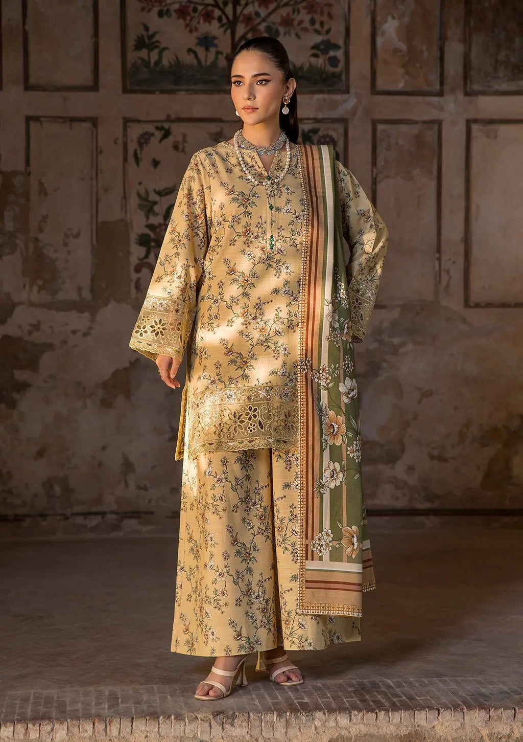 Golden Bloom- Embroided Pakistani Lawn Suit