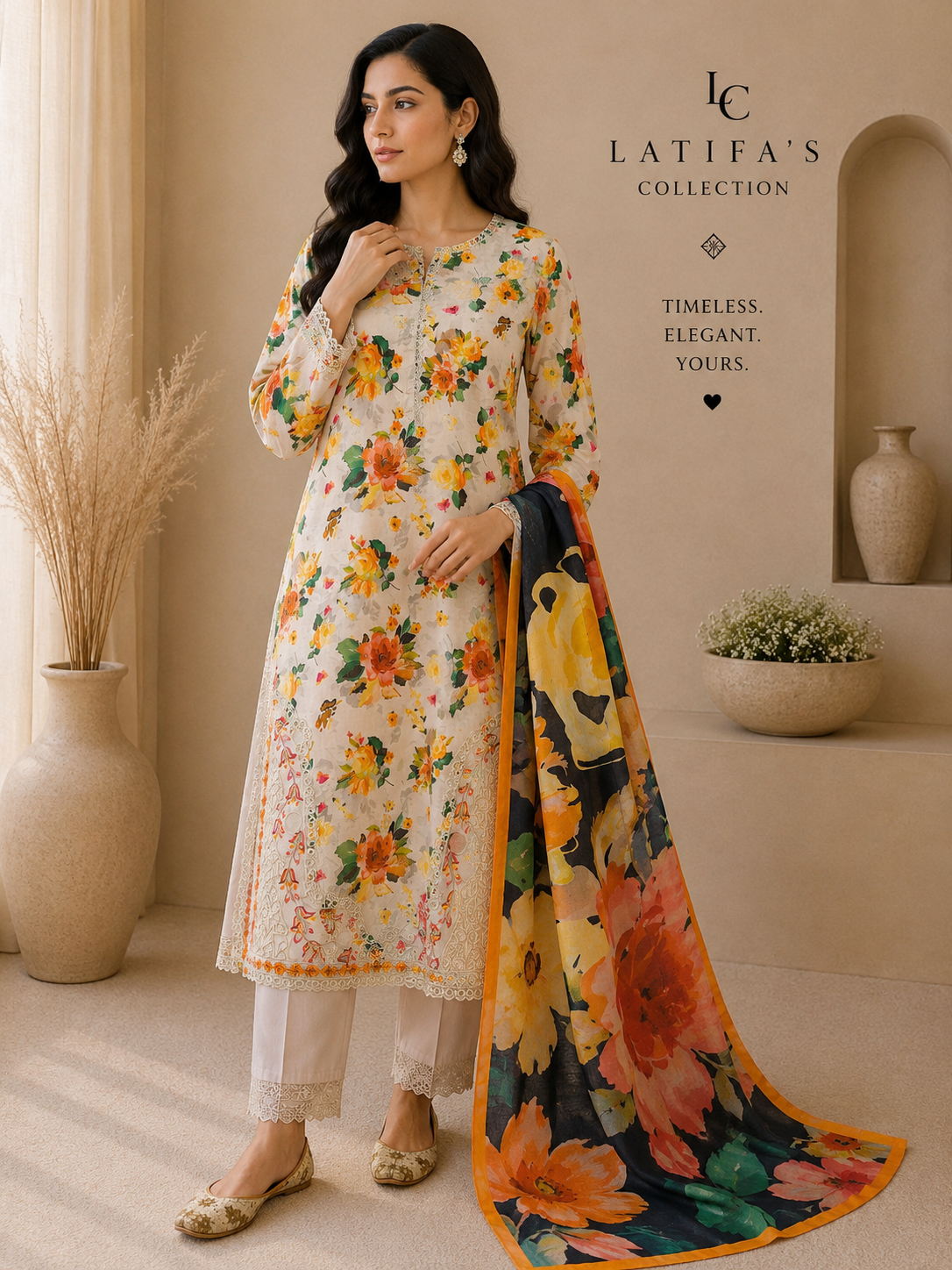 Latifa’s Collection – Floral Garden Elegance 3-Piece Suit