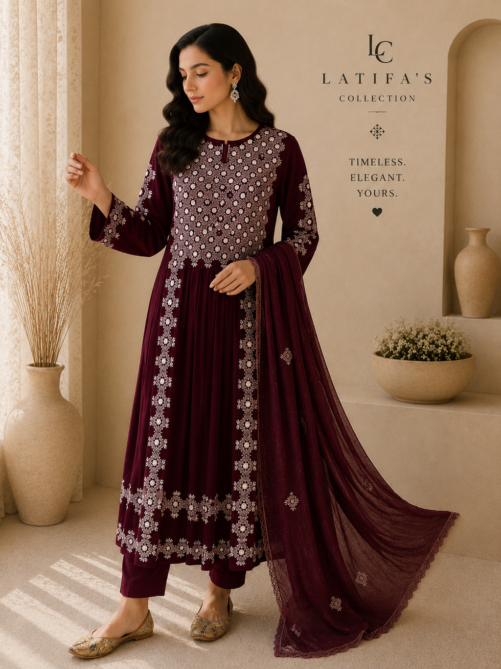 Maroon Ruby Royale Embroidered 3-Piece Suit
