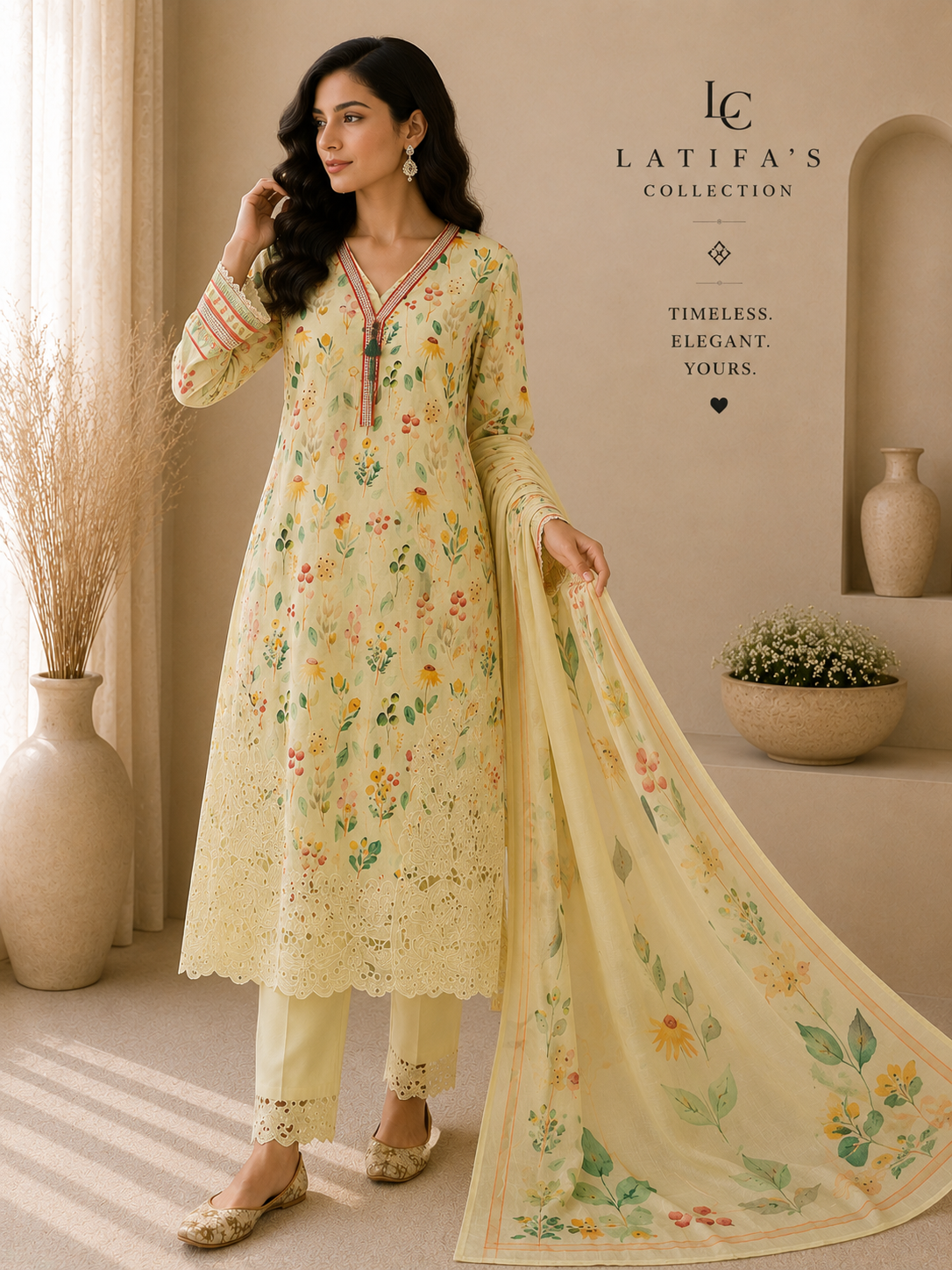 Blooming Meadow Luxury 3-Piece Suit – Ivory Floral Edition