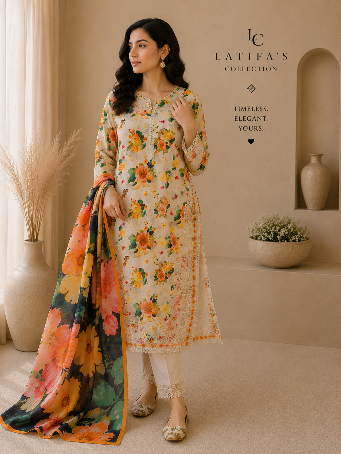 Latifa’s Collection – Floral Garden Elegance 3-Piece Suit